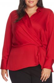 Vince Camuto Twist Detail Hammered Satin Blouse  Plus Size    Nordstrom at Nordstrom